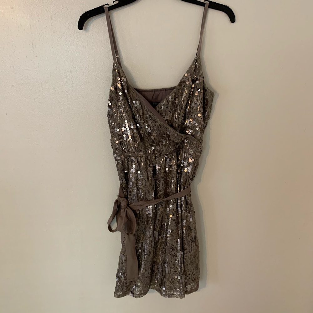 Express taupe sequin dress